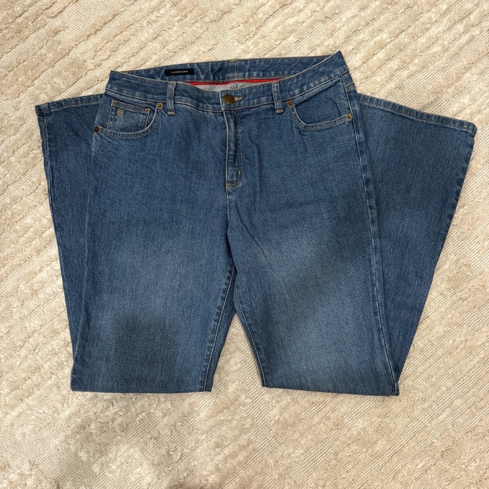 Boot cut jeans denim medium wash size 12 , lands end - Picture 2 of 10